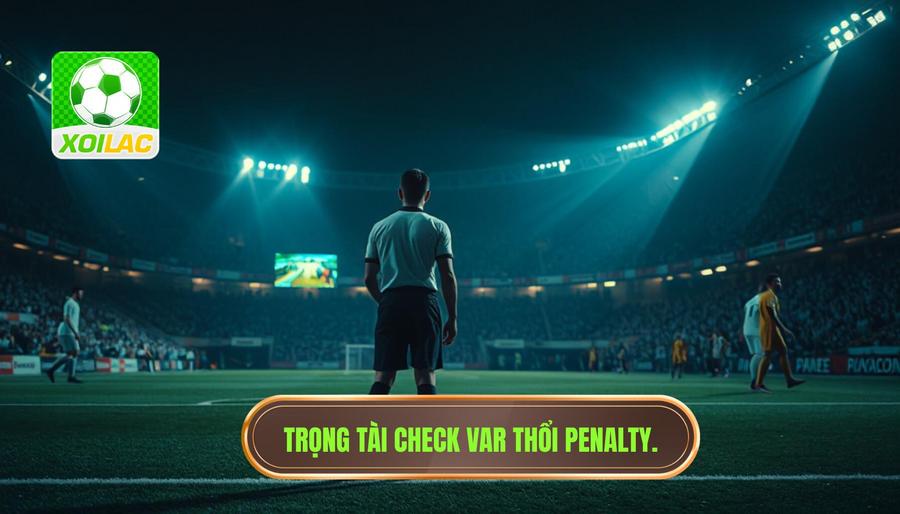 Trọng tài check VAR thổi penalty